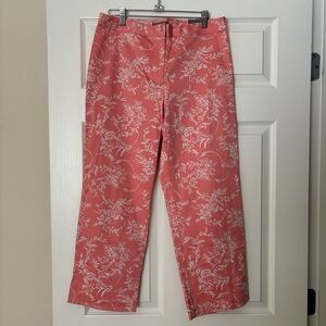 Ann Taylor Gramercy Fit Narrow Leg Floral Ankle Pants Pink/White Size 6 NWT